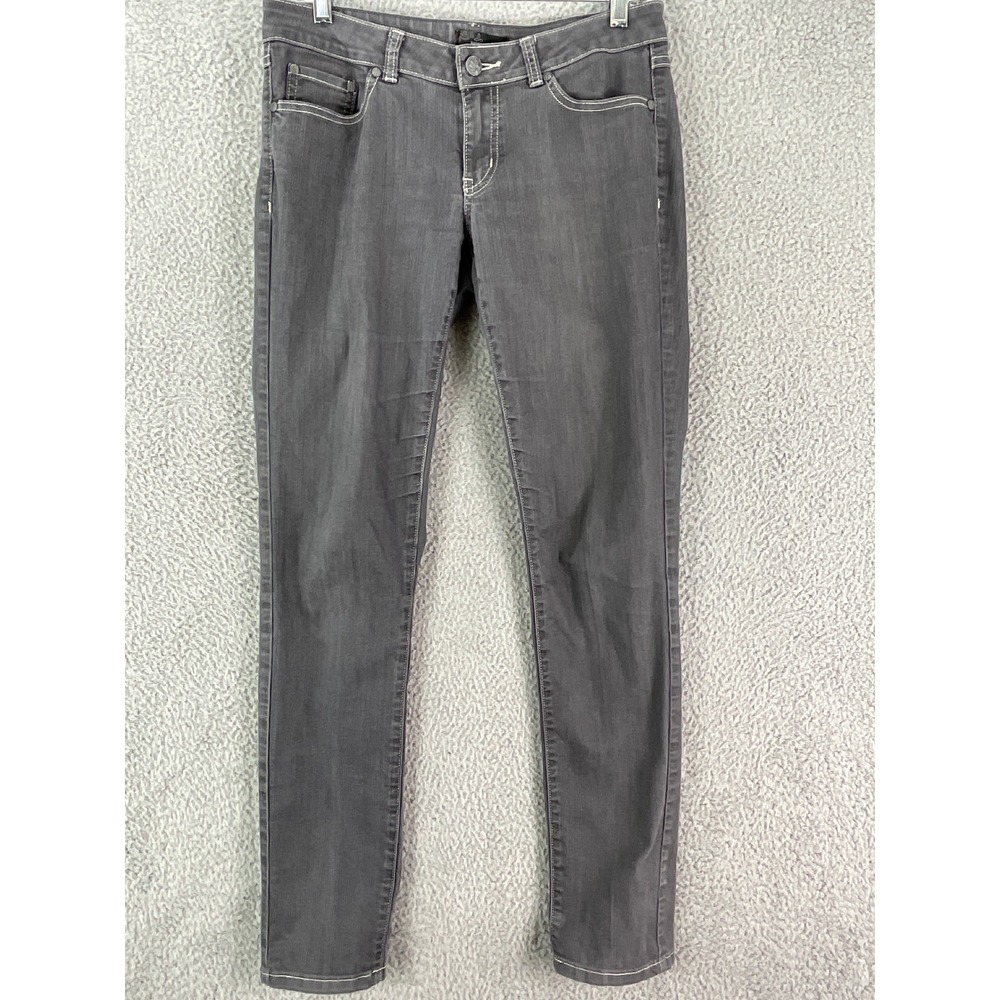 Prana Skinny Jeans Womens 6 Gray Mid Rise Contrast Stitch Stretch Denim Pants